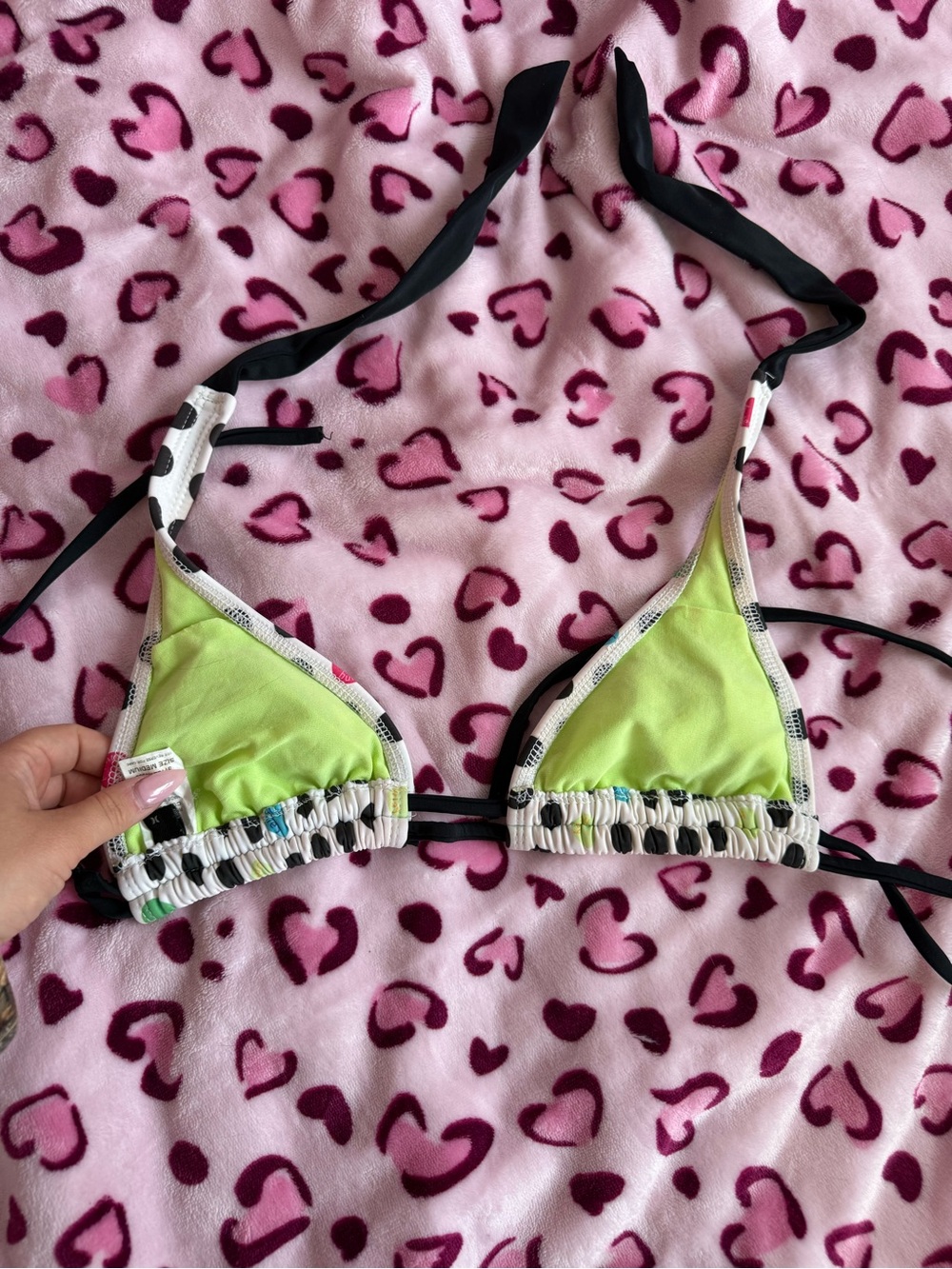 Hurley White Polka Dot Bikini with Black Trim and Neon Accents - Picture 5 of 8
